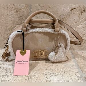 Juicy Couture Snuggle Box Satchel Pecan / Crystal Crossbody NWT